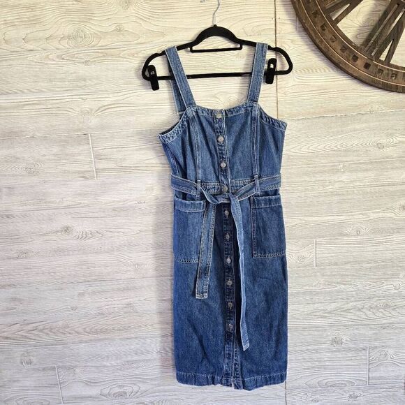 Levi's Calla Short Dress Denim Adjustable Womens SZ S 90s Inspired - Picture 2 of 9